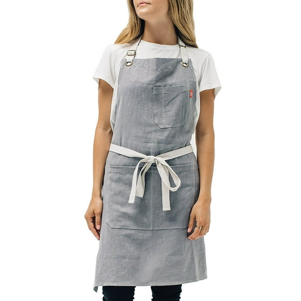 40" x 31" Cooking Apron Smith & Hawken Charcoal One Size Linen Gray 